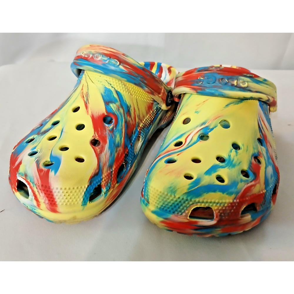 Crocs Classic Slipon Paintsplatter Unisex Water-Friendly Lightweight W5 M6